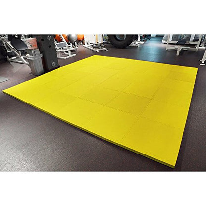 Meister X-Thick 1.5" Interlocking EVA Foam Mats - 2X Cushion for Wrestling, MMA Takedowns & Gymnastics - 2'x2' Tiles - color: Yellow, size: 36 Tiles (144 Sqft)
