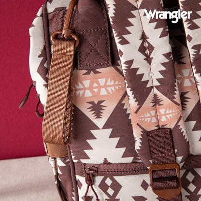 Montana West Wrangler Diaper Bag Backpack Aztec Callie Bag Travel Backpack Purses Western Multi-Function Baby Bags for Mom - color: Brown