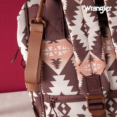 Montana West Wrangler Diaper Bag Backpack Aztec Callie Bag Travel Backpack Purses Western Multi-Function Baby Bags for Mom - color: Brown