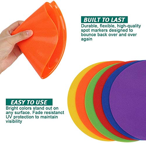 Poly Spots Spot Markers for Gym Floor 4.72inch 6inch 9inch 24/36 Pcs Non-Slip Rubber Floor Dots Round Agility Markers Flat Cones for Sports Soccer Basketball PE Training, Dance, Classroom - style: 30Pcs 9 inch