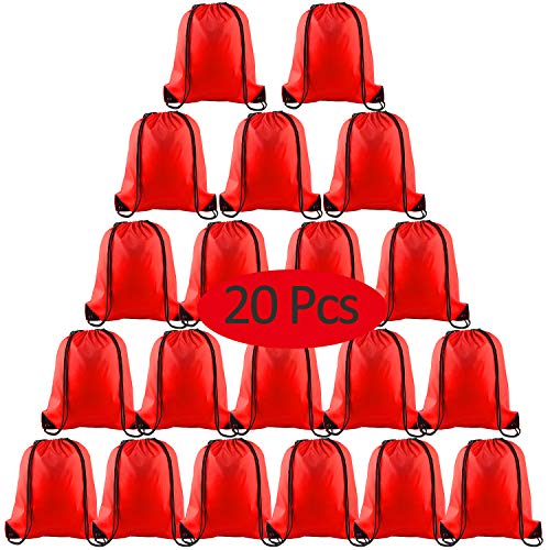 KUUQA 20Pcs Red Drawstring Backpack Bags - color: Red
