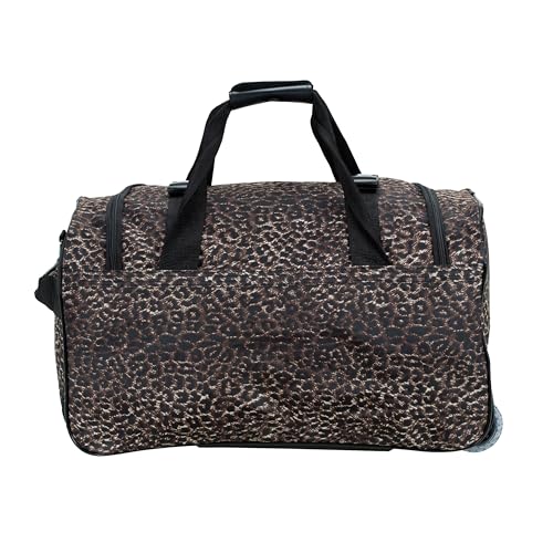 Rockland Rolling Duffel Bag, Black, 22" - color: LEOPARD, size: 22"