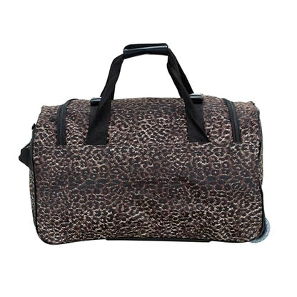 Rockland Rolling Duffel Bag, Black, 22" - color: LEOPARD, size: 22"