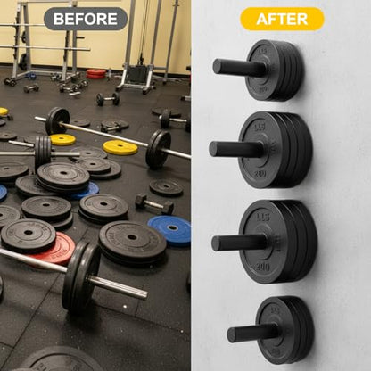 Tebery 4 Pack Wall Mount Weight Plate Holder, 220 LB Capacity Weight Plates Rack for Home Gym, Heavy Duty Barbell Plates Storage Hanger, Space Saving Plate Organizer for Garage