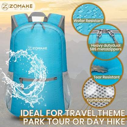 ZOMAKE Ultra Lightweight Hiking Backpack 20L, Packable Small Backpacks Water Resistant Daypack for Women Men(Light Blue) - color: Light Blue-a