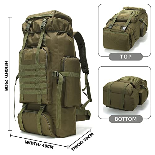 King'sGuard 70L Camping Hiking Backpack for Men Women Large Military Tactical Backpack Molle Rucksack Backpack for Outdoor - color: Army Green