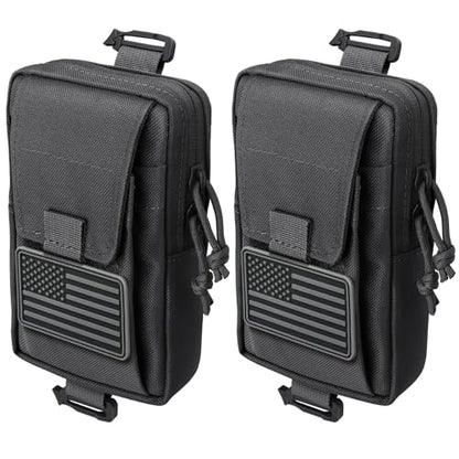 Tactical Backpack Accessories Pouch, Molle Accessories Shoulder Strap Attachment Pouches Utility EDC Phone Pouch Sport - color: Black-2pcs