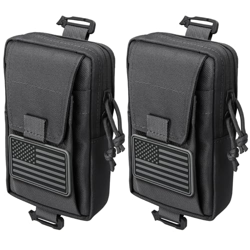 Tactical Backpack Accessories Pouch, Molle Accessories Shoulder Strap Attachment Pouches Utility EDC Phone Pouch Sport - color: Black-2pcs