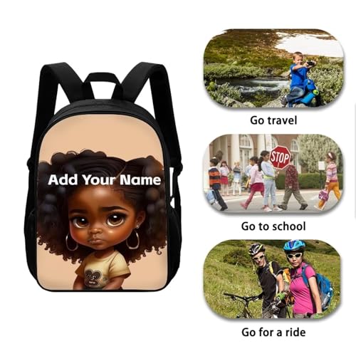 African Black Girls Backpacks Ages 6-8/8-10 Personalized Bookbag for Kids 3Rd Grade/4Th Grade Magic School Bag Custom Name Book Bag - color: African Black Girl-16