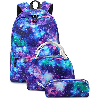 abshoo Lightweight Water Resistant Backpacks for Teen Girls School Backpack with Lunch Bag - color: Galaxy D Set