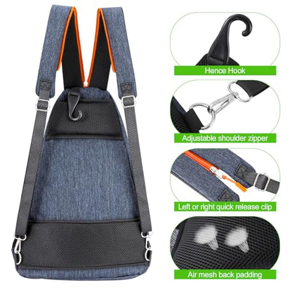 Pickleball Bag, Pickleball Backpack for Men Women, Reversible Crossbody Sling Bag, Pickle Ball Bag for Pickleball Paddle, Tennis, Racket with Fence Hook