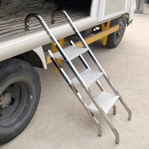 2-Level Heavy-Duty Aluminum Step Ladder, Portable Climbing Ladder with Non-Slip Treads for Truck Loading Unloading Home Repairs