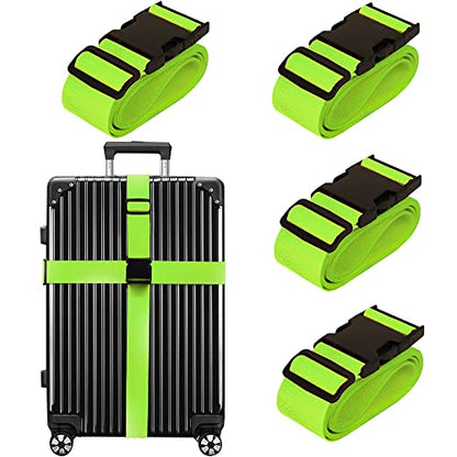 Luggage Straps for Suitcases TSA Approved Travel Belt 4 Pack by Chelmon (Green) - color: Green