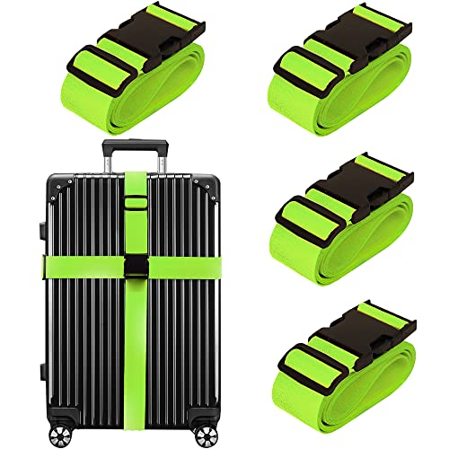 Luggage Straps for Suitcases TSA Approved Travel Belt 4 Pack by Chelmon (Green) - color: Green