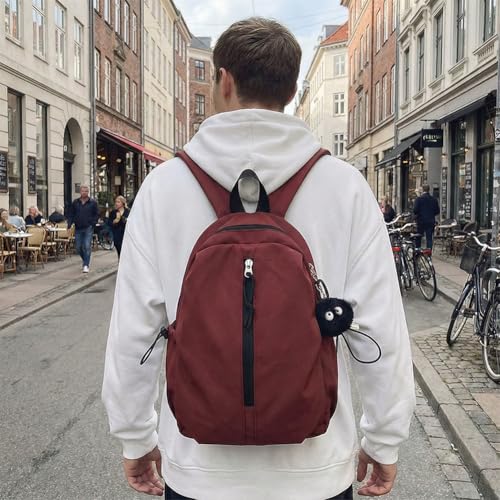 Nylon Waterproof Backpack for Women - Stylish & Lightweight Daypack for Commute, Work & Travel, Red - color: Red