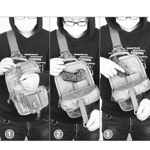DegeTMVe Dual Pistol Holster Chest Bag Concealed Carry Sling Crossbody Tactical Gun Convertible Backpack Shooting Hunting - color: Grey