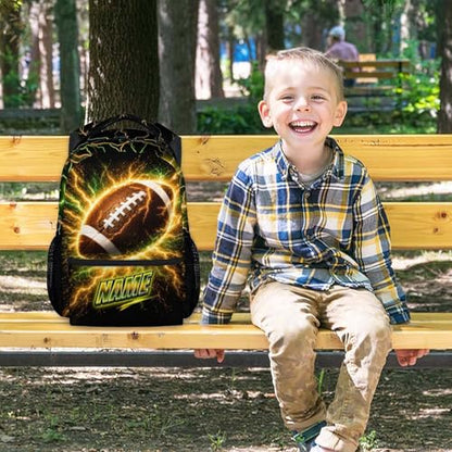 Backpack for Boys Kids Football Backpack with Personalized Name - 17 Inch Lightweight Sport Theme Bookbag for Elementary School Students - color: Brown