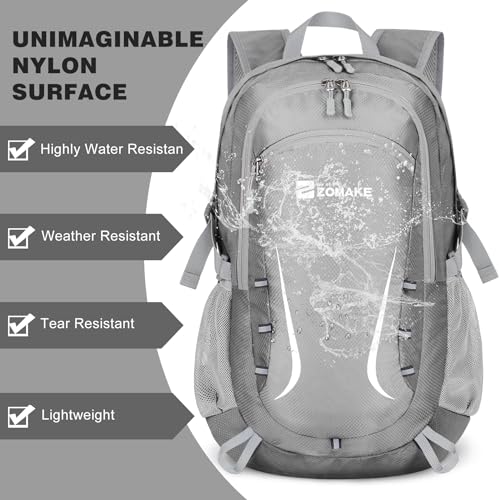 ZOMAKE Lightweight Packable Backpack 35L, Foldable Backpacks Water Resistant Collapsible Light Daypack for Hiking(Silver Grey) - color: Silver Grey B