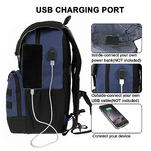 WOLT Laptop Backpack with USB Charging Port Fits Up to 17 Inch Laptop, College Backpack for Men Women, Computer Business Bookbag, Navy - color: Navy