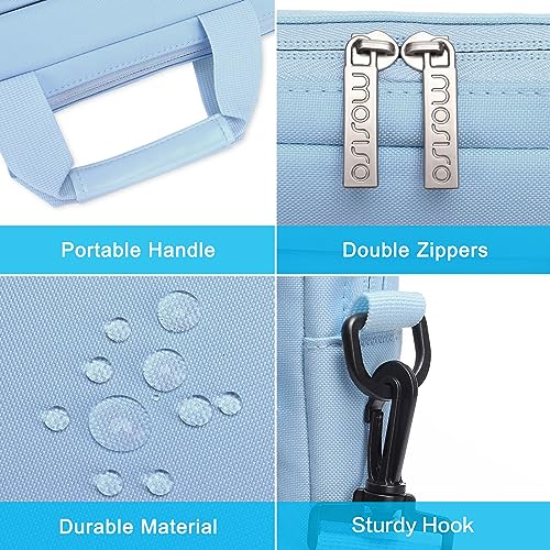 MOSISO Laptop Shoulder Bag 15.6 inch, 15-15.6 inch Computer Bag Compatible with MacBook Pro 16 inch, HP, Dell, Lenovo, Notebook with 2 Raised&1 Flapover&1 Horizontal Pocket&Handle&Belt, Airy Blue - color: Airy Blue, size: 16 inch