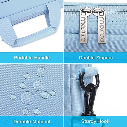 MOSISO Laptop Shoulder Bag 15.6 inch, 15-15.6 inch Computer Bag Compatible with MacBook Pro 16 inch, HP, Dell, Lenovo, Notebook with 2 Raised&1 Flapover&1 Horizontal Pocket&Handle&Belt, Airy Blue - color: Airy Blue, size: 16 inch