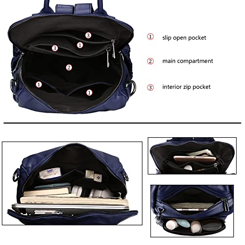 Uromee Travel Backpack Purse for Women Vegan Leather Ladies Fashion Tassel Shoulder Bag Convertible - color: 0243 Royal Blue