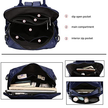Uromee Travel Backpack Purse for Women Vegan Leather Ladies Fashion Tassel Shoulder Bag Convertible - color: 0243 Royal Blue