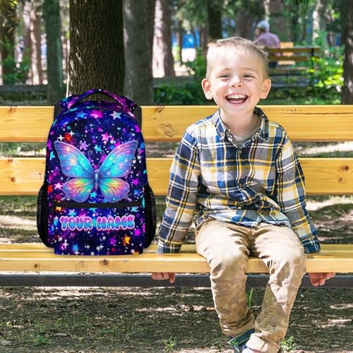 COZYAURA Butterfly Backpack for Girls Personalized Kids School Bag - 17 Inch Durable Elementary Kindergarten Bookbag for Toddler Daughter - color: Blue