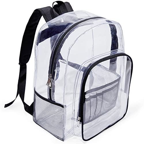 Clear Backpack, Heavy Duty PVC Bookbag for School, Workplace, Black - color: Black