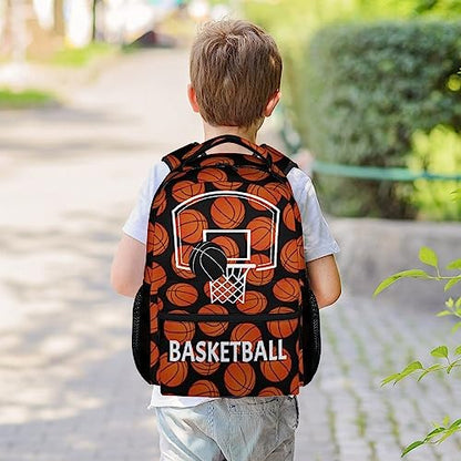 Mercuryelf Basketball Backpack for Boys Girls - 16 Inch Black Backpacks for School Travel - Cool Lightweight Bookbag for Kids - color: Basketball-3