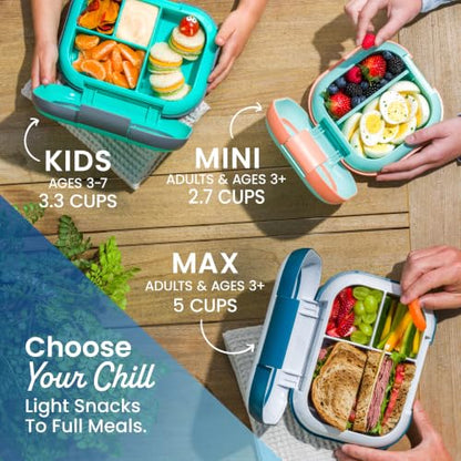Bentgo Chill Kids Leakproof Lunch Box - 4-Compartment Bento Box with Built-In Ice Pack, 3.3 Cup Capacity, BPA-Free, Microwave & Dishwasher Safe Tray, Ages 3–7 (Aqua) - color: Aqua