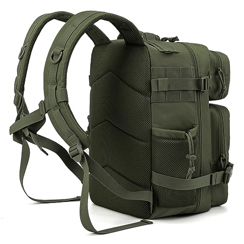 QT&QY 25L/45L Military Tactical Backpack For Men Molle Daypack 3 Day Bug Out Bag Hiking Rucksack With Bottle Holder - color: 25l Green
