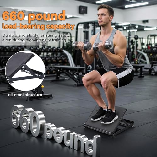 Steel Slant Board Calf Stretcher, 600 Lbs 5-Level Adjustable Incline Board Squat Wedge Achilles Ankle Stretcher Non-Slip Surface for Squat, Fitness, Physical Therapy