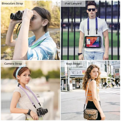 FIEIL Universal Shoulder Strap, Sandwich Mesh Padded Neck Lanyard, Replacement Comfortable Bag Strap for Camera, Cellphone Tablet,iPad, Laptop, Luggage Bag, Binocular(Purple) - color: Purple