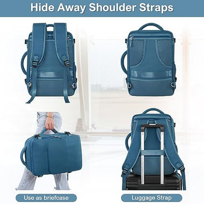 Sinaliy Travel laptop Backpack for Men Women, Personal Item Size Flight Approved, 16 Inch Laptop Bag with Multi-Pockets, College Computer Bag, Waterproof Carry On Backpack Casual Daypack Backpack - color: Deep Blue, size: Large