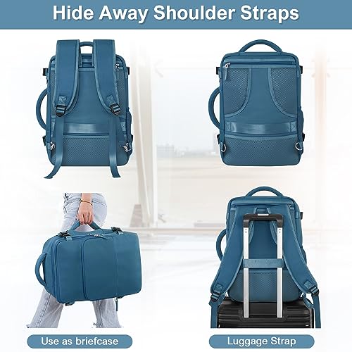 Sinaliy Travel Backpack, Carry on Flight Approved Backpack with Multi-Pockets, TSA Waterproof 17.3inch Laptop Backpack, Personal Item Travel Bag for Men Women, Deep Blue - color: Deep Blue, size: X-Large