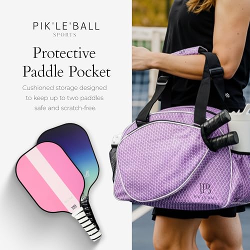 Pik’le’Ball Sport Premium Women's Pickleball Bag – Stylish and Versatile Sports Bag with Water Bottle Holder, Padded Paddle Pocket, and Spacious Design (fits 2+ Paddles!) - color: Classy Orchid