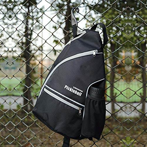 Mangrove Pickleball Bag, Men's & Women's Pickleball Backpack, Adjustable Sling Bag w/Fence Hook/Large Capacity/Safety Pocket - color: Black