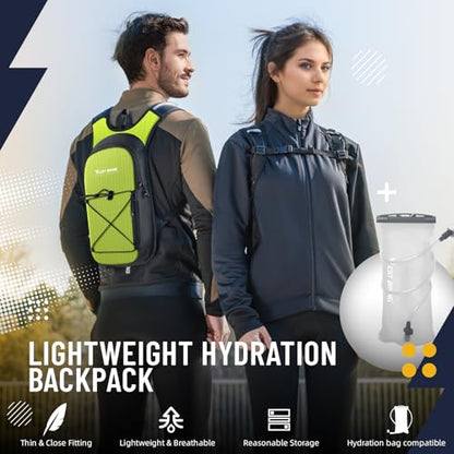 Hydration Backpack with 2L TPU Water Bladder, Lightweight Hiking Water Backpack, Running Hydration Pack for Cycling Climbing Camping Rave, Hydropack for Men Women - color: Green