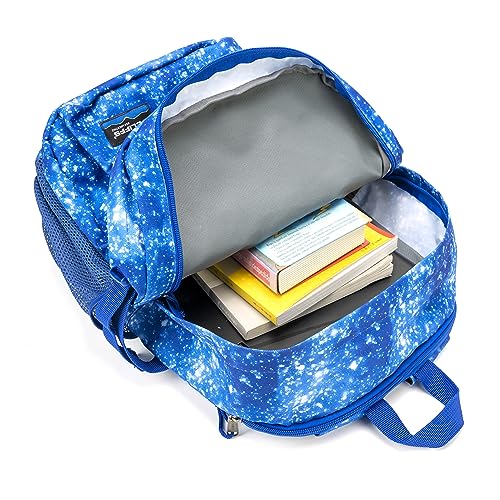 K-Cliffs Classic Backpack Basic Student Campus Daypack Simple Travel Rucksack with Laptop Compartment Bottle Holder Padded Straps Printed Blue Navy Stardust Pattern - color: Navy Stardust