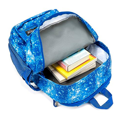 K-Cliffs Classic Backpack Basic Student Campus Daypack Simple Travel Rucksack with Laptop Compartment Bottle Holder Padded Straps Printed Blue Navy Stardust Pattern - color: Navy Stardust