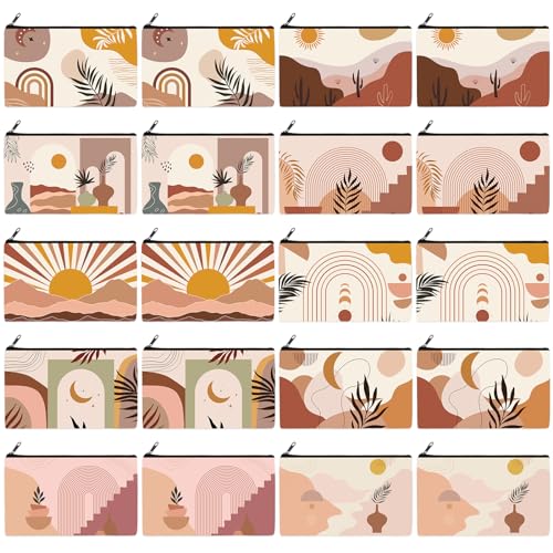 Reginary 20 Pcs Makeup Bags Gifts for Women Canvas Cosmetic Bags with Zipper Bulk Gift for Women Travel Purse Organizer Pouch Accessory, Toiletry Large Capacity, 7 x 4.3 Inch(Boho) - style: Bohemian