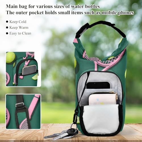 Green Tennis Ball Small Backpack with Water Bottle Holder Space-Saving Water Bottle Holder for Hiking 20/24/32/40oz for Daily Walking Hiking and Other Outdoor Activities Accesorios Para