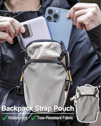 Backpack Shoulder Strap Pouch - Waterproof Strap Pack Phone Pouch, Backpack Strap Pocket Attachment Bag, Small Crossbody Bag Waist Pack for Sports Hiking Camping - color: Grey