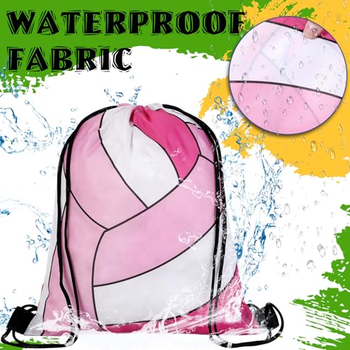Dansydaisy 12 Pcs 12 In Volleyball Drawstring Backpack Bag Goodie Snack Gift Bags Sports Party Favors String Backpack Bulk(Pink, Light Pink, White) - color: Pink, Light Pink, White