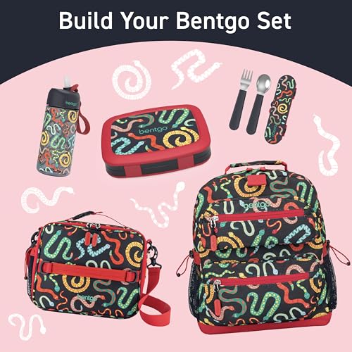 Bentgo Kids Water Bottle - Leak-Proof, Durable Tritan PFAS- & BPA-Free 15 fl oz, Kids/Toddlers Ages 3+ for School & Sports; Bite & Sip Spout, Carrying Handle, Dishwasher Safe (NEW Sssnakes) - color: Sssnakes
