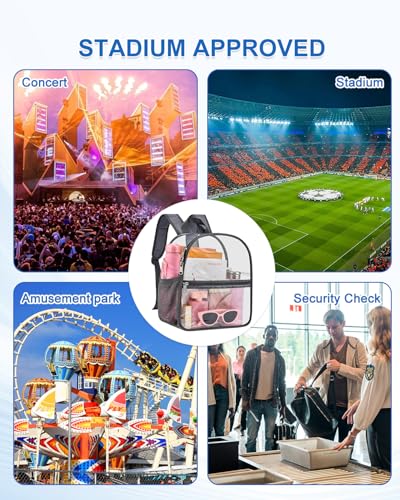 Clear Backpack for Stadium Events, 12x12x6 Small Clear Plastic bag with Reinforced Straps for Game Security Festival Concert - color: Grey