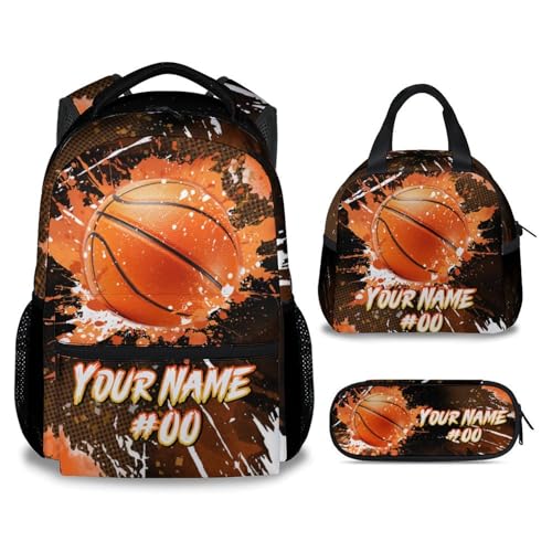 COZYAURA Boys Backpack Set - Personalized Basketball Backpacks for Kids - Sports Theme Bookbag for Elementary Middle School - Cool School Bag with Lunch Box & Pencil Case - color: Style-2