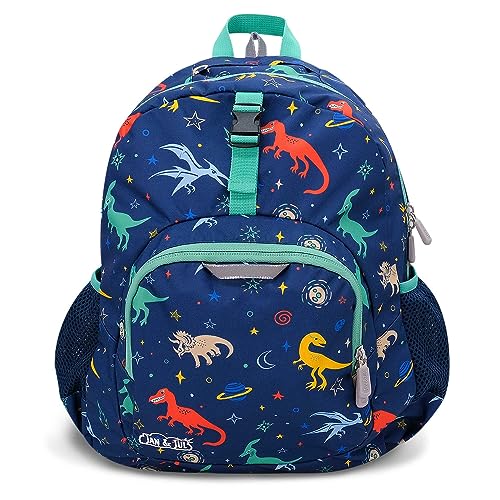 JAN & JUL Boys' Water Resistant Backpack for School, Lightweight Schoolbag for Kids (Space Dinos, One Size) - color: Space Dinos