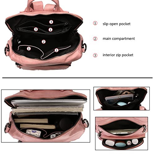 Uromee Travel Backpack Purse for Women Vegan Leather Ladies Fashion Tassel Shoulder Bag Convertible - color: 0243 Pink